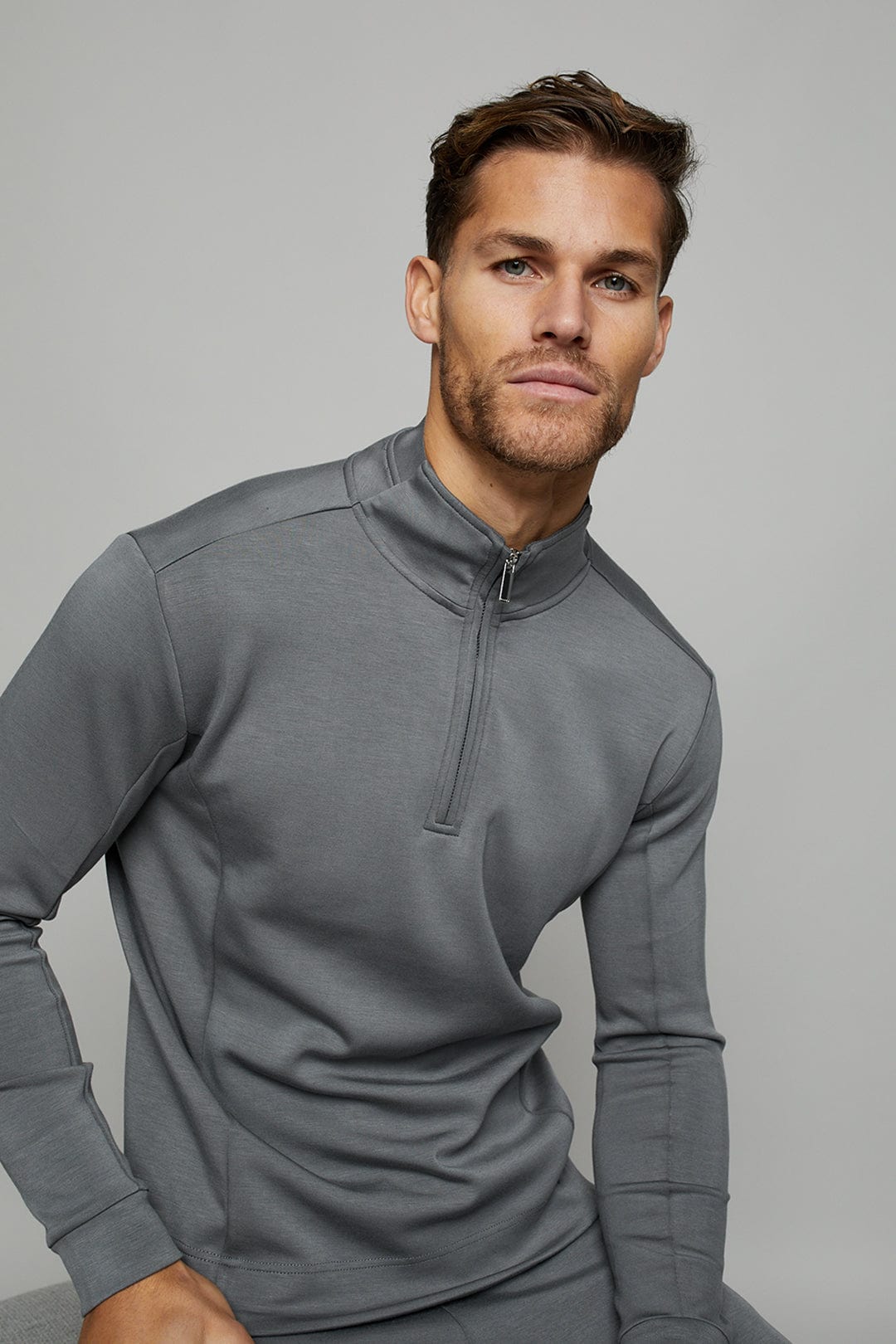 Luxe Half-Zip - Mid Grey